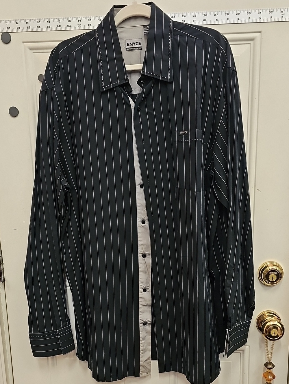 Enyce Black Shirt with White Pinstripes, Wedding, Date, Work, Professional